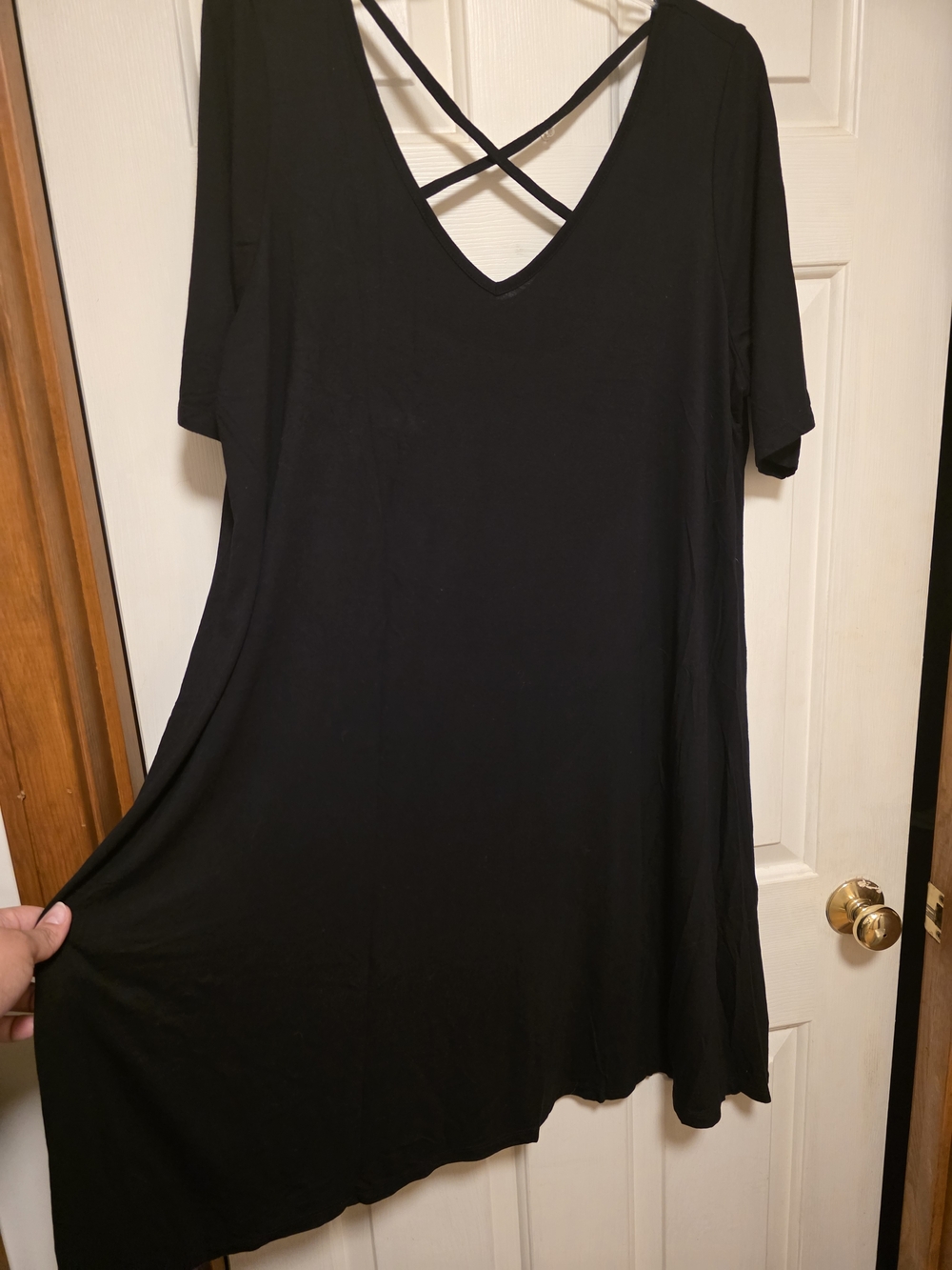 Lane Bryant Black Crisscross V-Neck Shift Dress - Picture 6 of 8